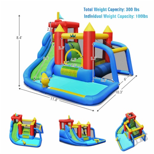 Costway Inflatable Bouncer Water Climb Slide Bounce House Splash Pool w/ Blower Perspective: back