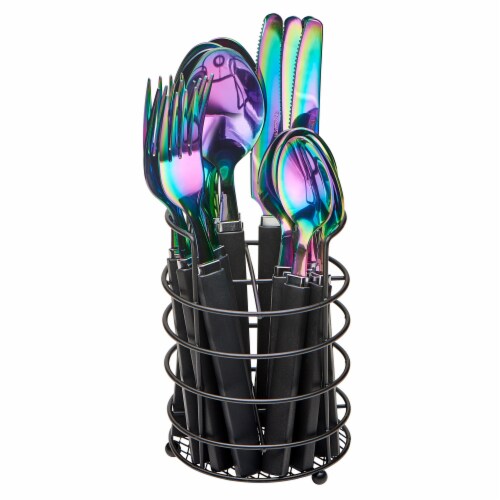 Hampton Forge Tomodachi Flatware Set - Rainbow Titanium Perspective: back