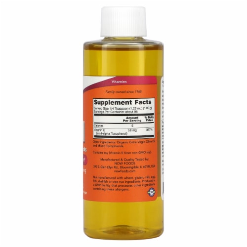 NOW Foods Natural Vitamin E Oil Antioxidant Protection with Mixed Tocopherols, 4 Ounces Perspective: back