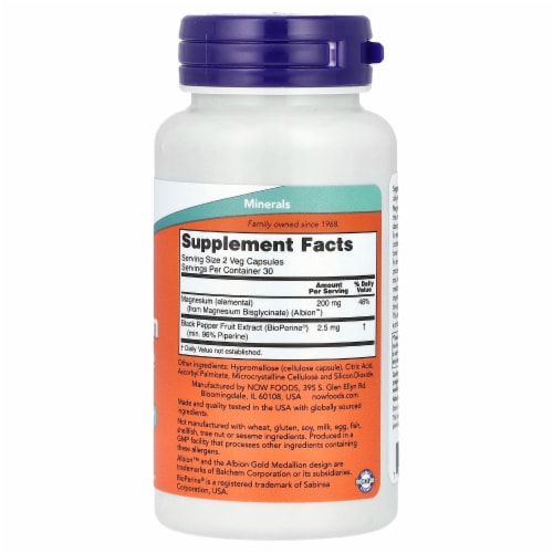 Now Health Magnesium Glycinate With Bioperine Perspective: back