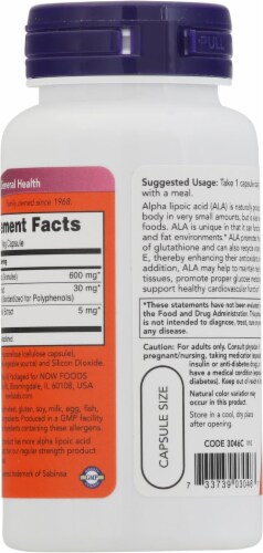 NOW Foods Alpha Lipoic Acid Veg Capsules Perspective: back