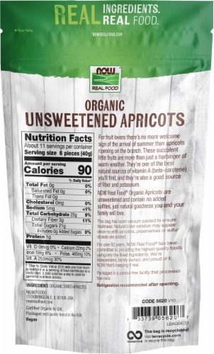 NOW Foods Real Food® Certified Organic Unsweetened Apricots Perspective: back