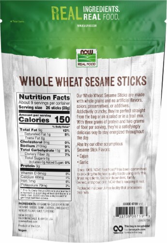 NOW Real Food™ Whole Wheat Sesame Sticks Perspective: back