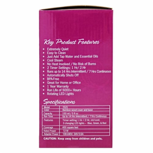 NOW® Real Bamboo Ultrasonic Oil Diffuser Perspective: back