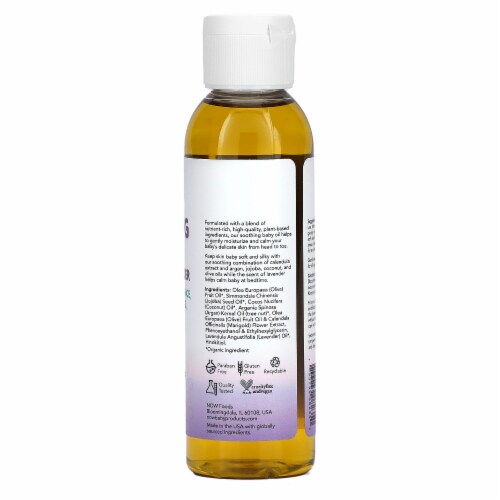 NOW Baby, Soothing Baby Oil, Calming Lavender, No Artificial Fragrance, Parabens, Phthalates, Perspective: back