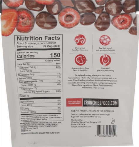 Crunchies® Milk Chocolate Freeze-Dried Strawberries Perspective: back