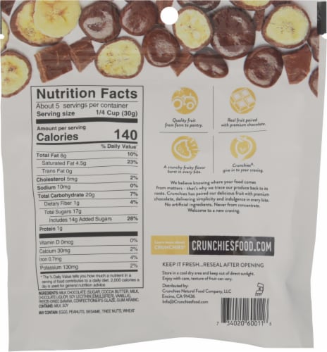Crunchies Milk Chocolate Freeze Dried Bananas Perspective: back