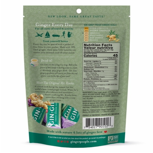 The Ginger People® Gin Gins® Original Chewy Ginger Candy Perspective: back