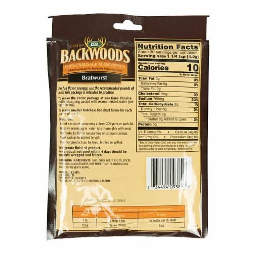 Fresh Sausage Seasoning 4.5 Oz Seasons 5 lbs of Wild Game & Domestic Meats 9389 Perspective: back