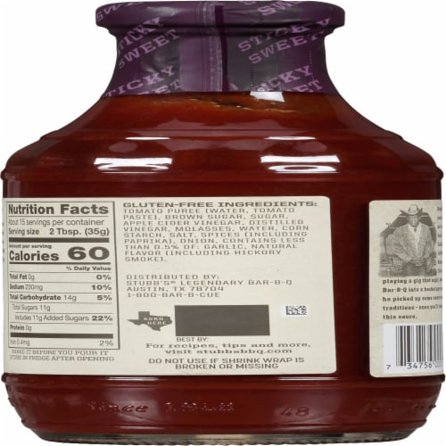 Stubb's Sticky Sweet Barbecue Sauce Perspective: back