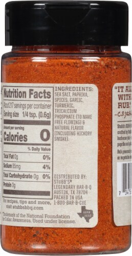 Stubb's Chicken, Spicy Rub: Calories, Nutrition Analysis & More