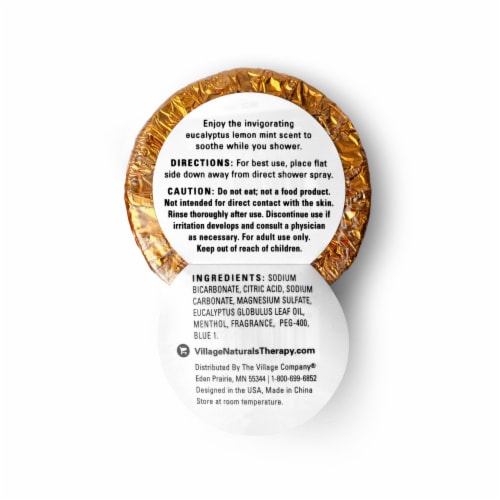 Village Naturals Therapy® Breathe Eucalyptus Menthol Shower Bomb Perspective: back