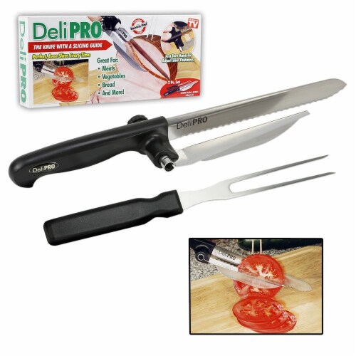 Deli Pro Knife and Fork with Slicing Guide Perspective: back