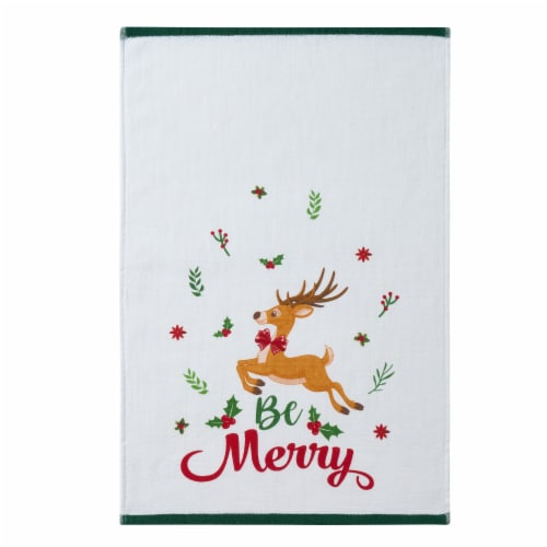 VCNY Home Be Merry Reindeer Hand Towels Perspective: back