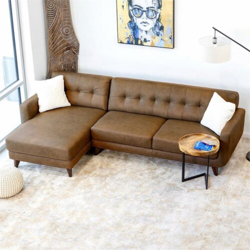 Elva shop leather sectional