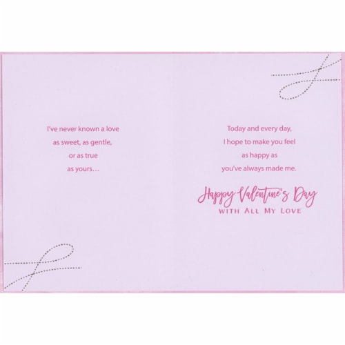 Large Butterfly Decorated with Flowers and Vines on Pink Bkgd: Wife Valentine's Day Card Perspective: back