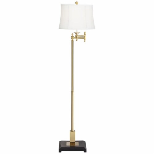 Pacific Coast Lighting Hemford 65  Swing Arm Metal Floor Lamp in Brass Perspective: back