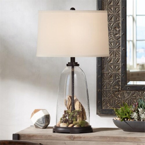 Fillable glass shop table lamp