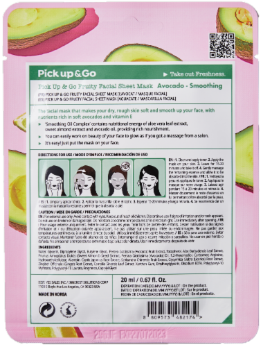 Pick Up & Go 40 Sheets Smoothing Avocado Facial Sheet Mask Perspective: back