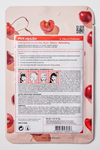 Pick Up & Go 3 Sheets Refreshing Cherry Hair Mask Cap Perspective: back