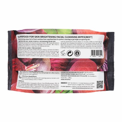 FARMSKIN 4PK Brightening Makeup Remover Wipes (Superfood Beet) Perspective: back