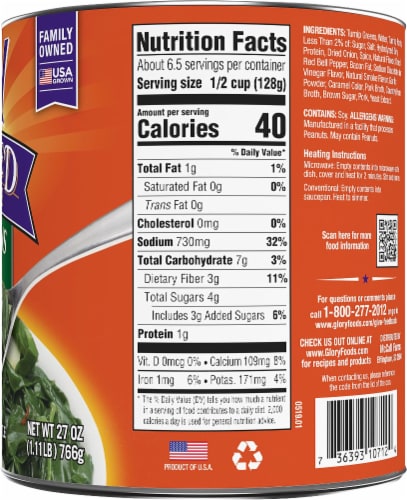 Glory Foods Seasoned Southern Style Turnip Greens With Diced Turnips Perspective: back
