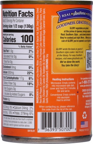 Glory Foods® Seasoned Lima Beans Perspective: back