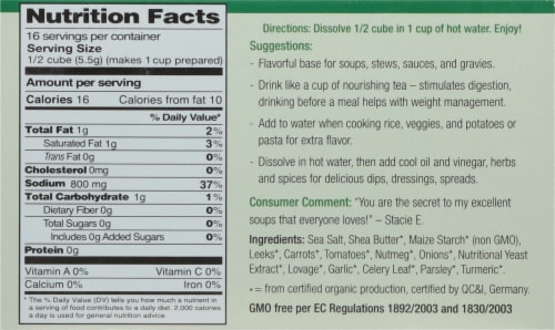 The Organic Gourmet® Vegetable Bouillon Perspective: back