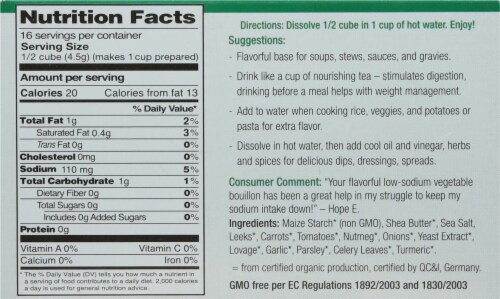 The Organic Gourmet® Vegetable Bouillon Low Sodium Perspective: back