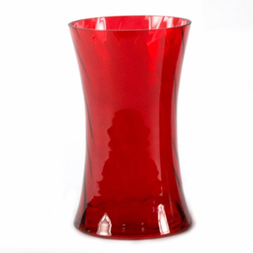 Green/Red Holiday Hurricane Glass Vase Perspective: back