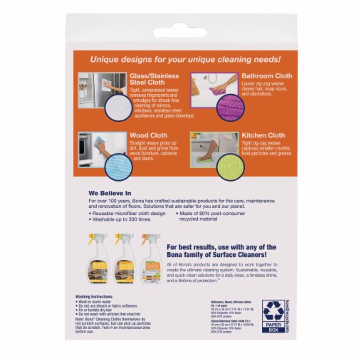 Bona Microfiber Cleaning Cloths Perspective: back