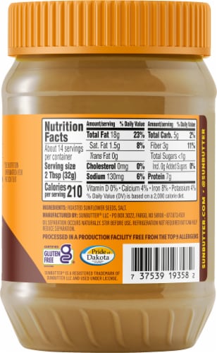 SunButter® No Sugar Added Sunflower Seed Butter Perspective: back