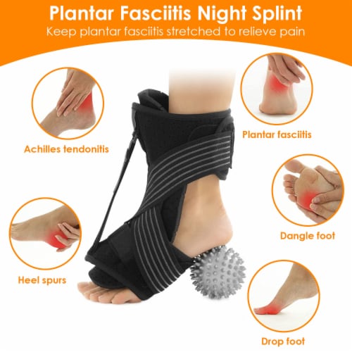 Plantar Fasciitis Night Splint Adjustable Black Orthotic Brace Support 25Cm 1 unit Fry s Food Stores