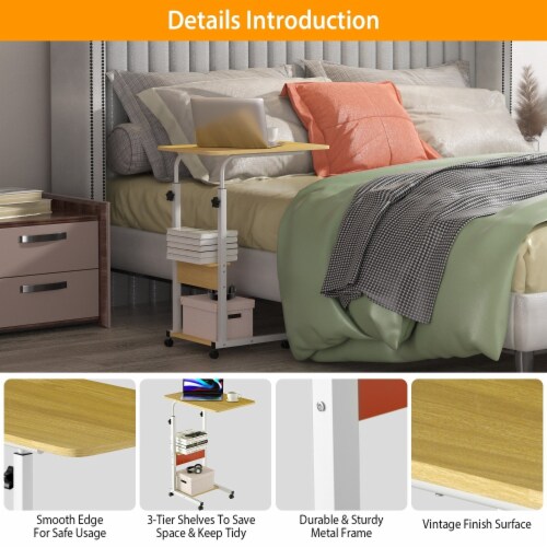 C Side Table 3-Tier Laptop Desk Small Slim Snack Side Table For Couch ...