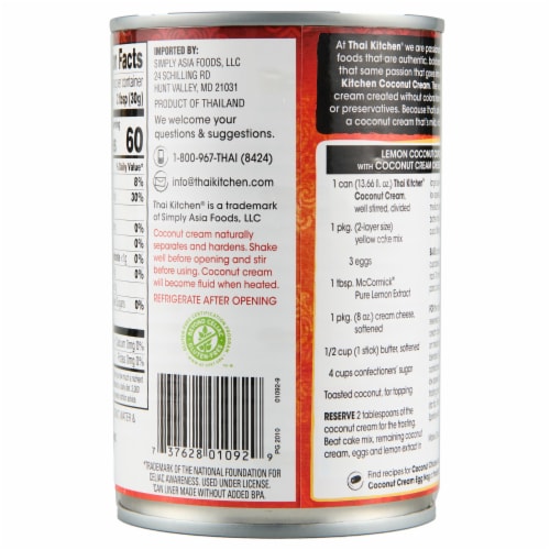 Thai Kitchen® Unsweetened Coconut Cream Perspective: back