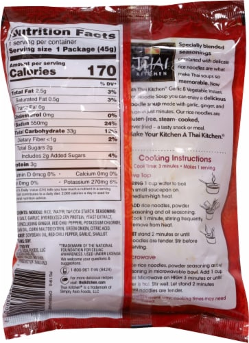 Thai Kitchen® Garlic & Vegetable Instant Rice Noodle Soup Perspective: back