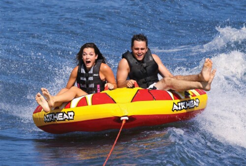 Airhead AHM2-2 Mach 2 Inflatable 2 Rider Cockpit Lake Boating Water Towable Tube 