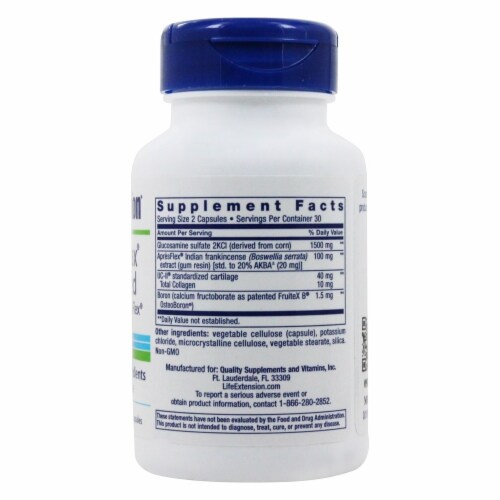 Life Extension Arthromax Advanced with UC-II & ApresFlex, 60 Capsules Perspective: back