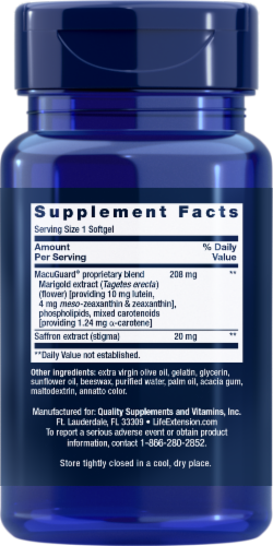 Life Extension® MacuGuard® Ocular Support with Saffron Softgels Perspective: back