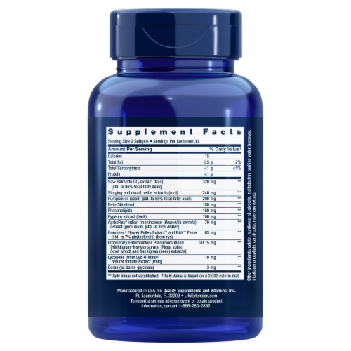 Life Extension® Ultra Prostate Formula Softgels Perspective: back