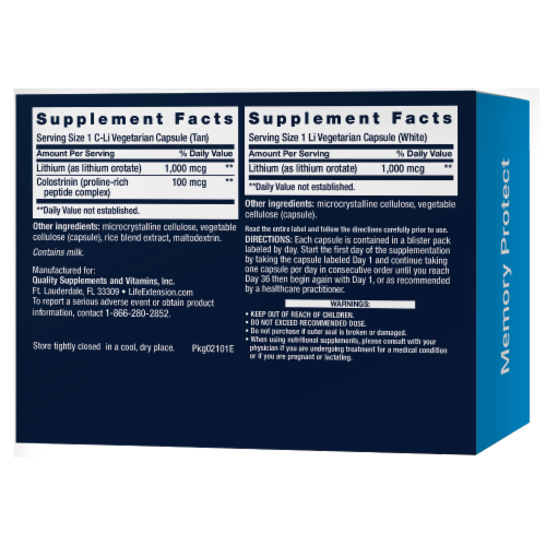Life Extension® Memory Protect Capsules Perspective: back