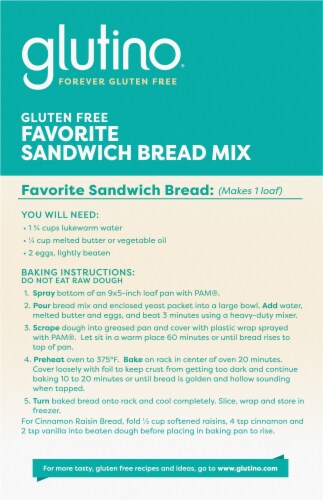 Glutino Gluten Free Pantry Favorite Sandwich Bread Mix Perspective: back