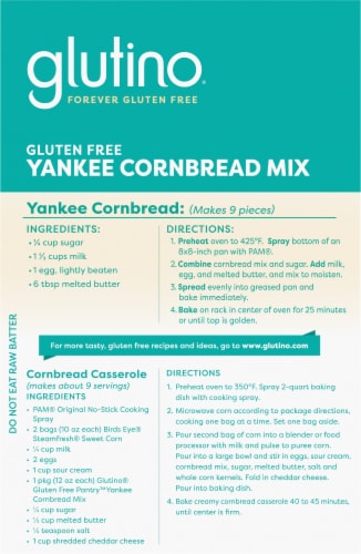Glutino Gluten Free Pantry Yankee Cornbread Mix Perspective: back