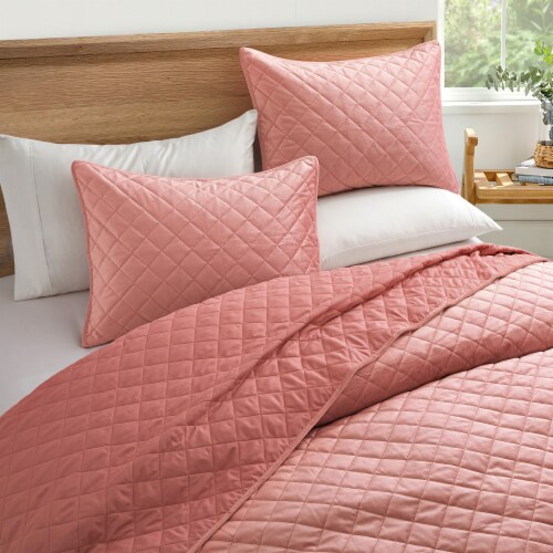 2 Or 3 Pieces Luxurious Reversible Velvet Coverlet Set With Shams Pink Full Queen Full Queen Foods Co