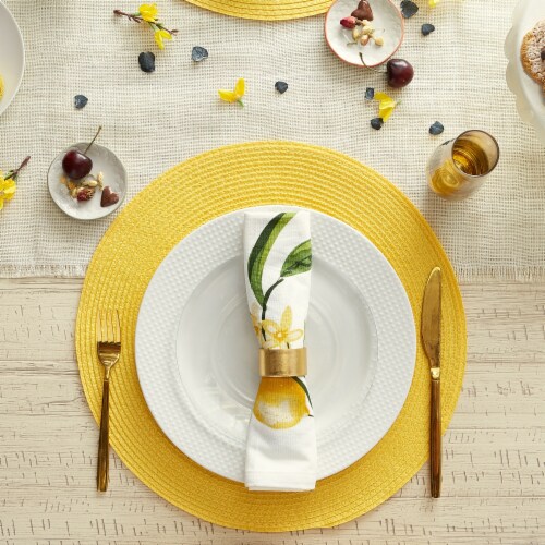 DII Yellow Round Polypropylene Woven Placemat (Set of 6) Perspective: back