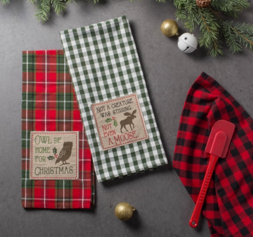 Design Imports CAMZ35803 Cabin Christmas Embroidered Dish Towel Set - Set of 3 Perspective: back