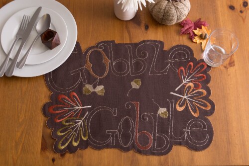 DII Gobble Gobble Embroidered Placemat (Set of 4) Perspective: back