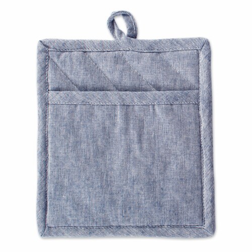 DII Blue Solid Chambray Potholder (Set of 2) Perspective: back