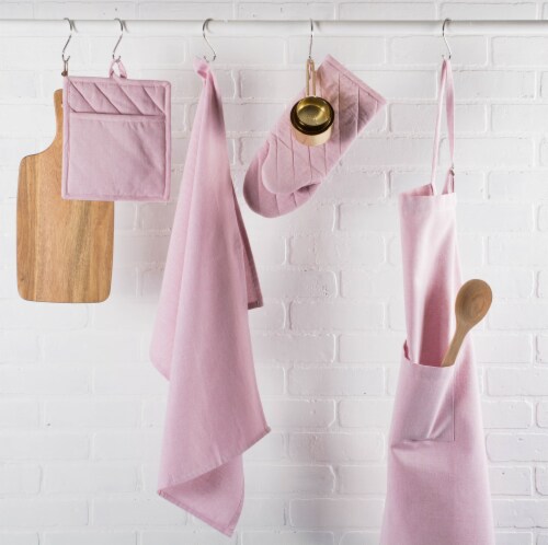 Design Imports CAMZ37738 Rose Solid Chambray Oven Mitt - Set of 2 Perspective: back