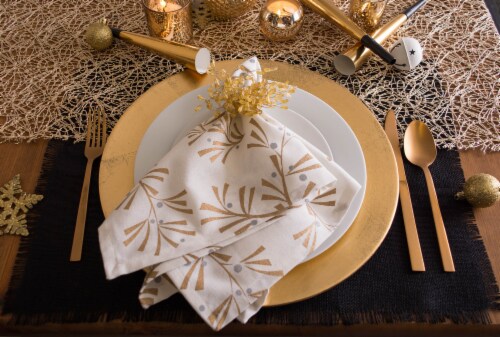 DII Metallic Holly Leaves Napkin (Set of 6) Perspective: back
